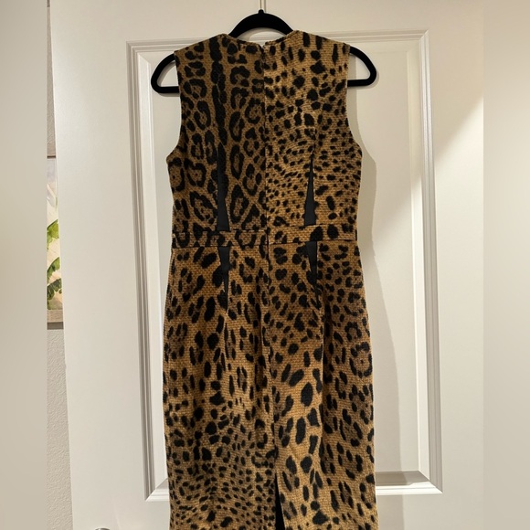 Roberto Cavalli Class Leopard Fitted Womens Dress Wool Cotton Blend Size 10 - Picture 2 of 3